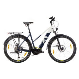 Rower trekkingowy elektryczny Husqvarna Cross Tourer CT3 Lady 27,5 - biały-niebieski