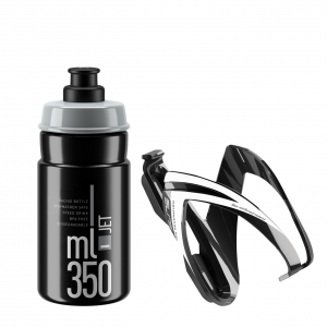 Zestaw koszyk bidonu Elite CEO + bidon Jet 350ml - czarno-szary 1