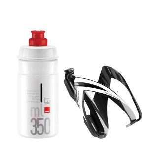 Zestaw koszyk bidonu Elite CEO + bidon Jet 350ml - przezroczysto-czerwony 1