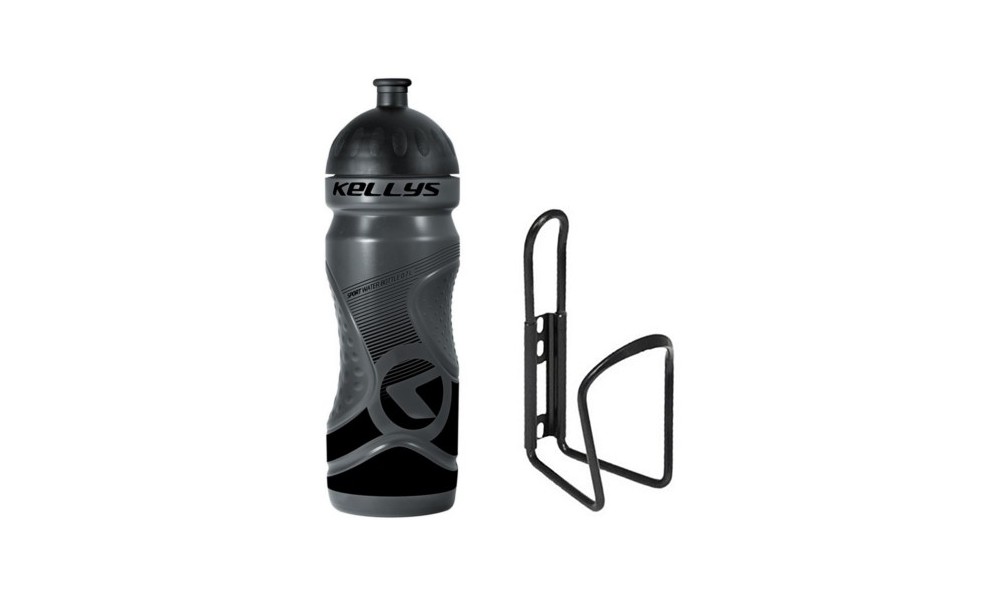 Bidon rowerowy KLS Sport 700ml + koszyk bidonu - antracytowy